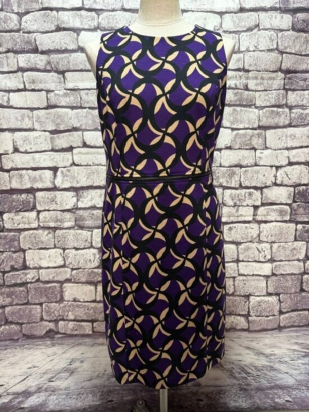 Jones Wear Purple, Black & Beige Sleeveless Dress Size 12